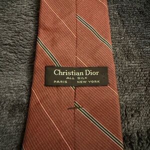 Dior Men's Silk Tie - Burgundy and Olive